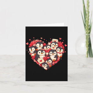 Funny Penguin Heart Valentine Penguin Womens Mens Card