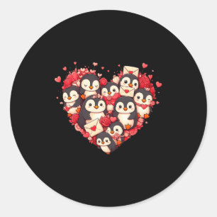 Funny Penguin Heart Valentine Penguin Womens Mens  Classic Round Sticker