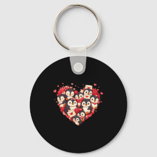 Funny Penguin Heart Valentine Penguin Womens Mens Keychain