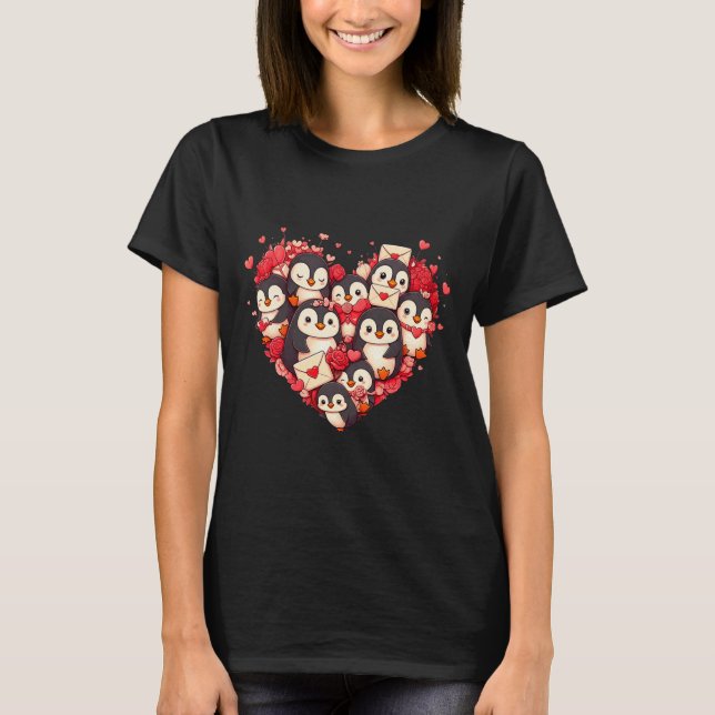 Funny Penguin Heart Valentine Penguin Womens Mens  T-Shirt (Front)