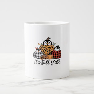 Funny Penguin It’s Fall Y’all Thanksgiving Lover Large Coffee Mug