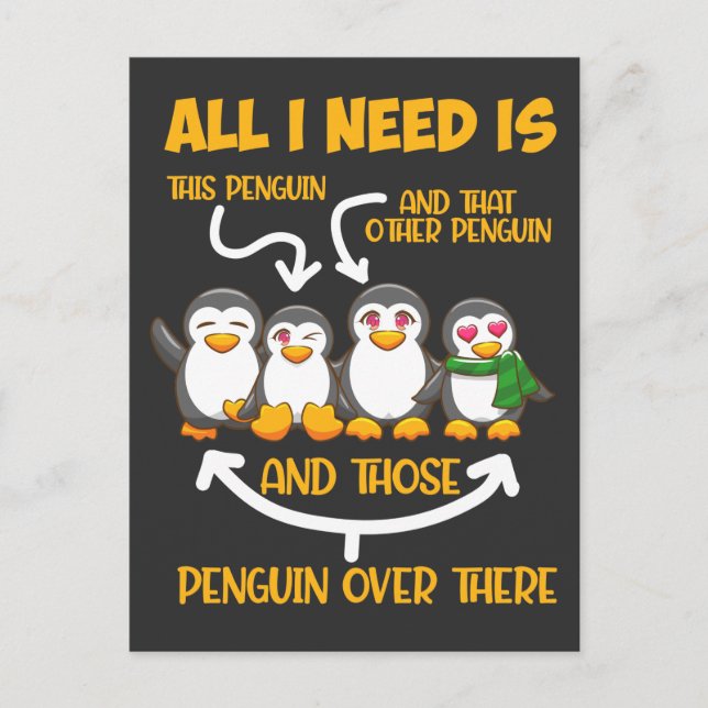 Funny Penguin Lover Ice Birds Enthusiast Postcard (Front)