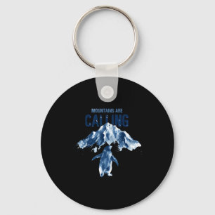 Funny penguin meme the mountains are calling keychain