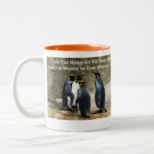 Funny Penguin Memes with Funny Penguin Pictures Two-Tone Coffee Mug