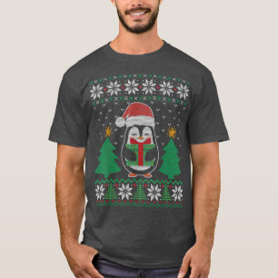 Funny Penguin On Ice Ugly Christmas Happy Holiday T-Shirt