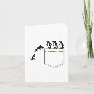 Funny Penguin Pocket Cute Diving Penguin Tee Anima Card