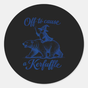 Funny penguin polar bear graphic off to cause a classic round sticker