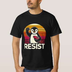 Funny penguin protest Penguin raising fist resist T-Shirt