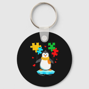 Funny penguin puzzle autism awareness month kids keychain
