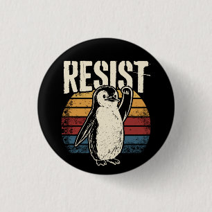 Funny Penguin Resist Cool Penguins Resist 1 Inch Round Button