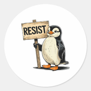 Funny Penguin Resist Cool Penguins Resist Classic Round Sticker