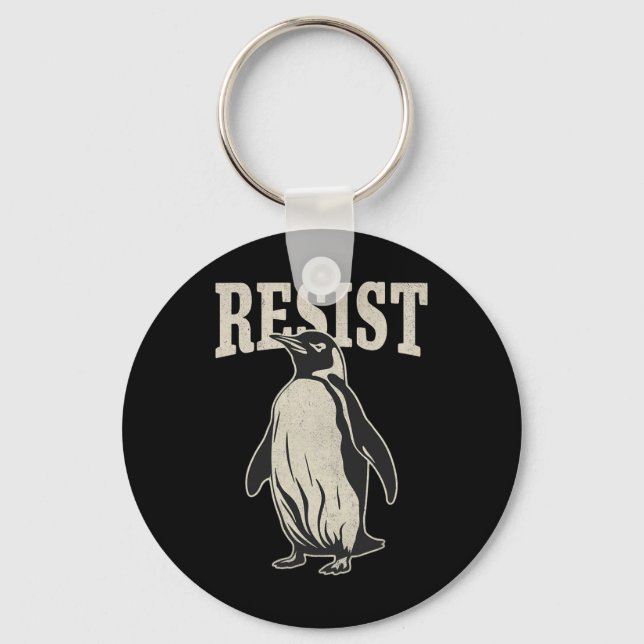 Funny Penguin Resist Cool Penguins Resist  Keychain (Front)