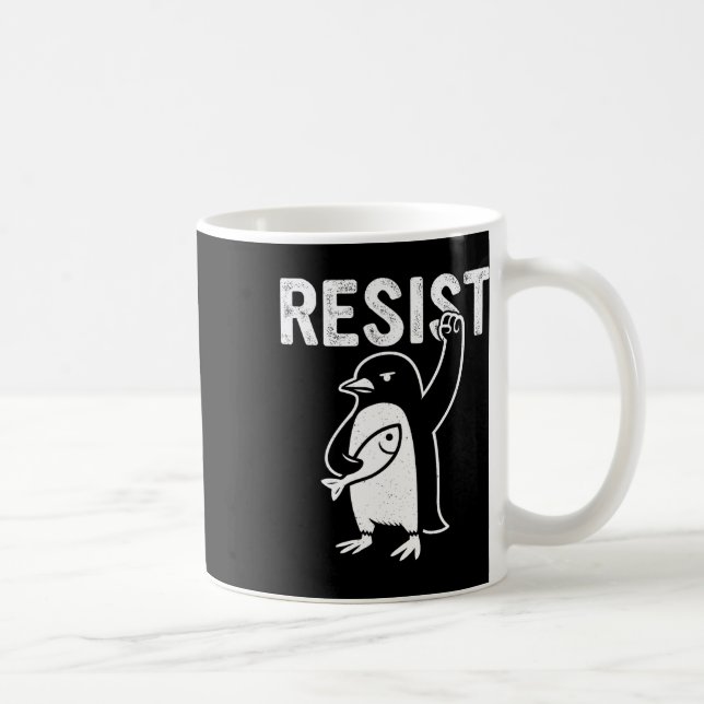 Funny Penguin Resist Penguins Protest Against Tari Coffee Mug (Right)