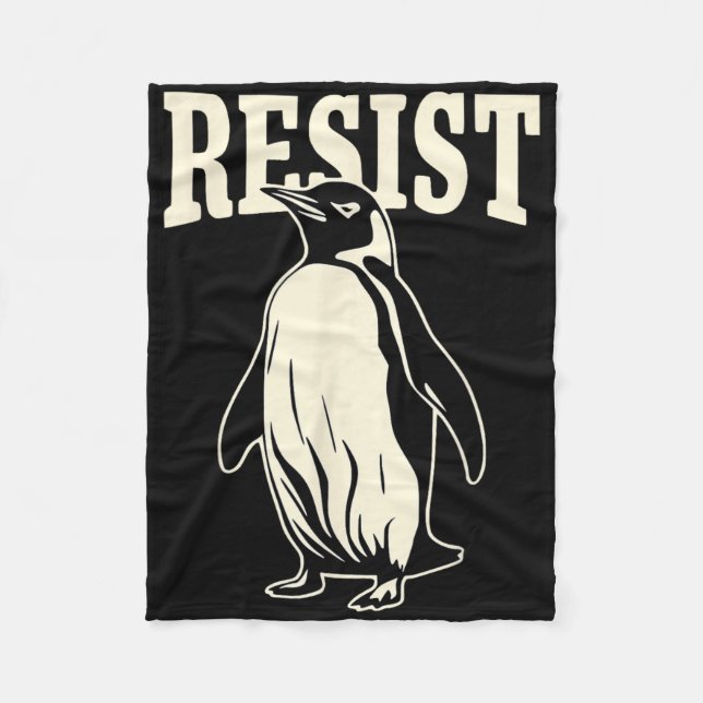 Funny Penguin Resist Penguins Protest Against Tari Fleece Blanket (Front)