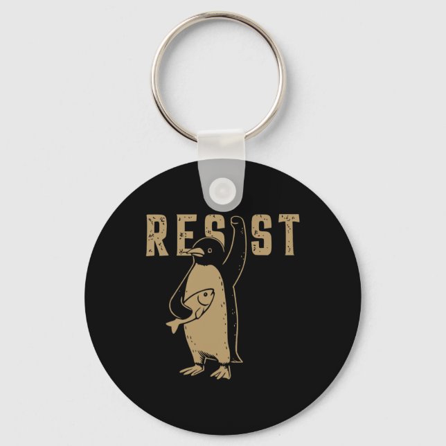 Funny Penguin Resist Penguins Protest Against Tari Keychain (Front)