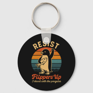 Funny Penguin Resist Penguins Protest Against Tari Keychain