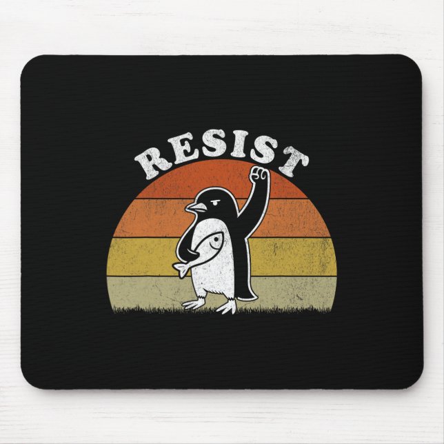 Funny Penguin Resist Penguins Protest Against Tari Mouse Pad (Front)