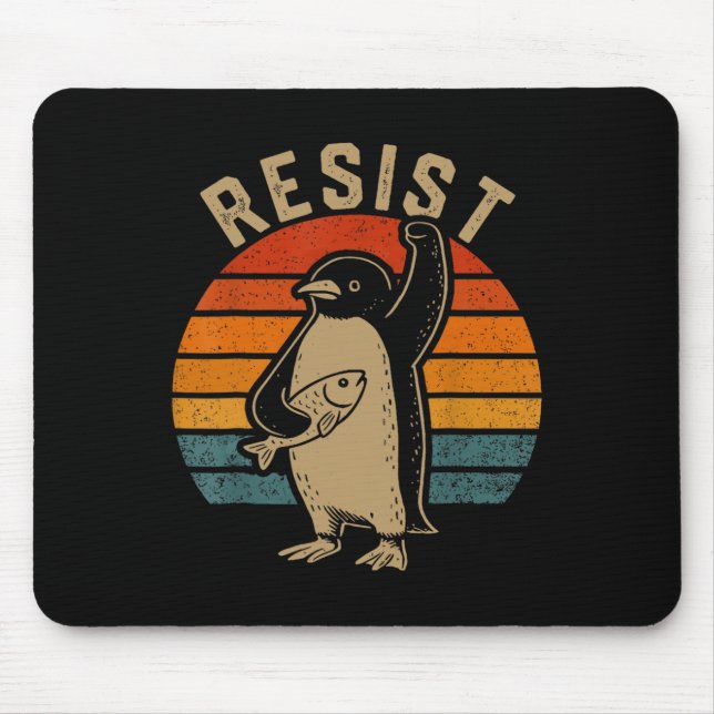 Funny Penguin Resist Penguins Protest Against Tari Mouse Pad (Front)