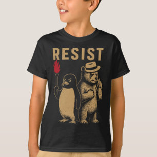 Funny Penguin Resist Penguins Protest Against Tari T-Shirt