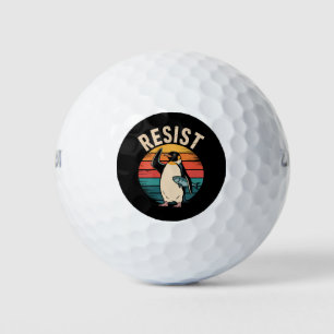 Funny Penguin Resist Protest Against Tariffs  Golf Balls