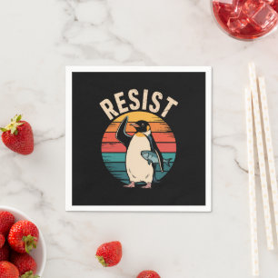 Funny Penguin Resist Protest Against Tariffs  Napkin