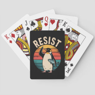 Funny Penguin Resist Protest Against Tariffs  Playing Cards