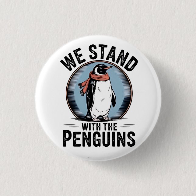 Funny Penguin Resist Protest Against Tarrifs  1 Inch Round Button (Front)