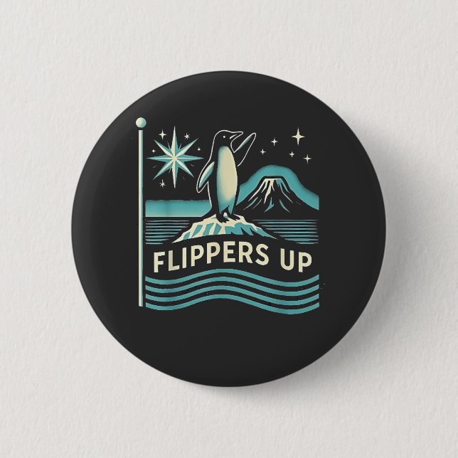 Funny Penguin Resist Protest Against Tarrifs  2 Inch Round Button (Front)