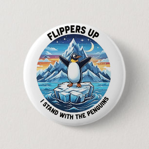 Funny Penguin Resist Protest Against Tarrifs  2 Inch Round Button