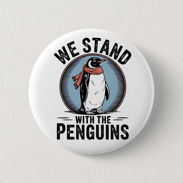 Funny Penguin Resist Protest Against Tarrifs  2 Inch Round Button (Front)