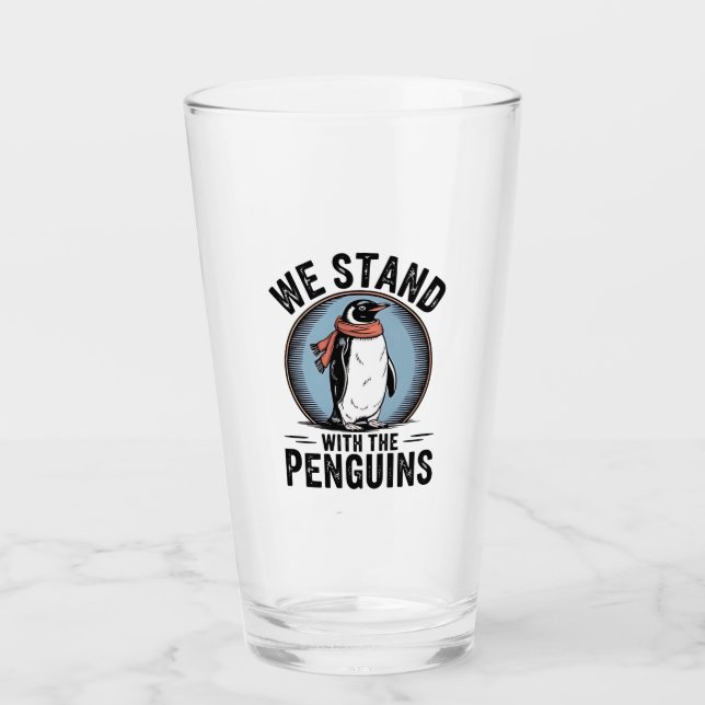 Funny Penguin Resist Protest Against Tarrifs  Glass (Front)