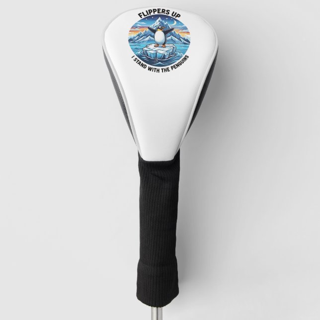 Funny Penguin Resist Protest Against Tarrifs  Golf Head Cover (Front)