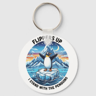 Funny Penguin Resist Protest Against Tarrifs  Keychain