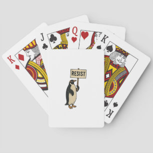 Funny Penguin Resist Protest Against Tarrifs  Playing Cards