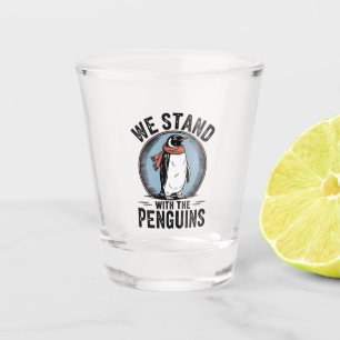 Funny Penguin Resist Protest Against Tarrifs  Shot Glass