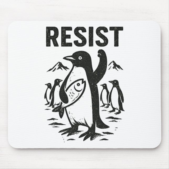 Funny Penguin Resist Vintage Design  Mouse Pad (Front)