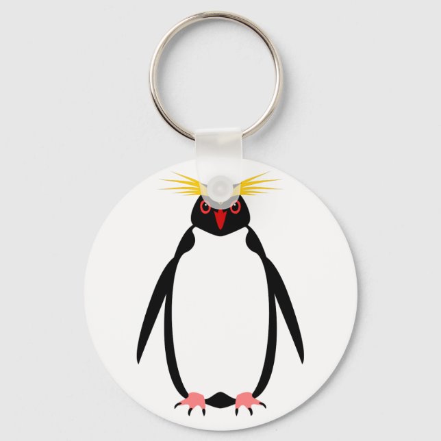 Funny penguin rockhopper or macaroni keychain (Front)