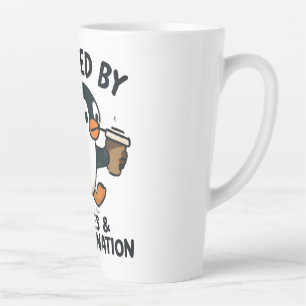 Funny Penguin Running with Coffee Cup