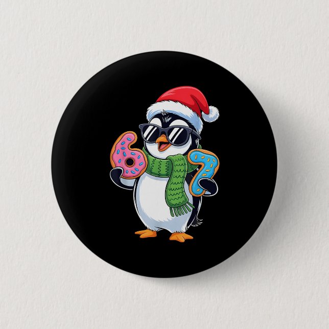 Funny Penguin Six Seven 67 Ice Cream Christmas Boy 2 Inch Round Button (Front)