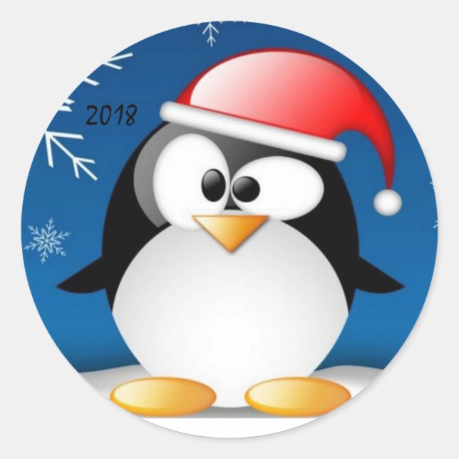 Funny penguin stickers for a happy new year 2018 (Front)