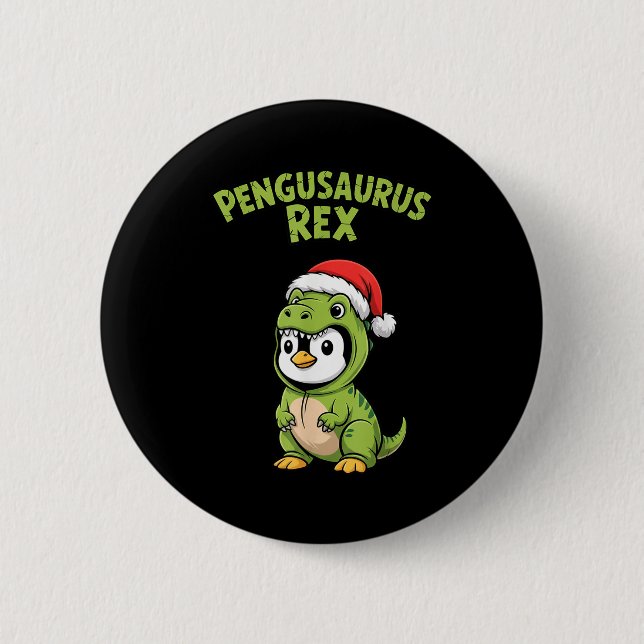 Funny Penguin T-rex Costume Christmas Kids Boys  2 Inch Round Button (Front)