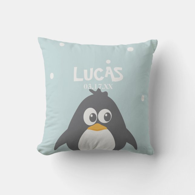 Funny Penguin Throw Pillow (Front)