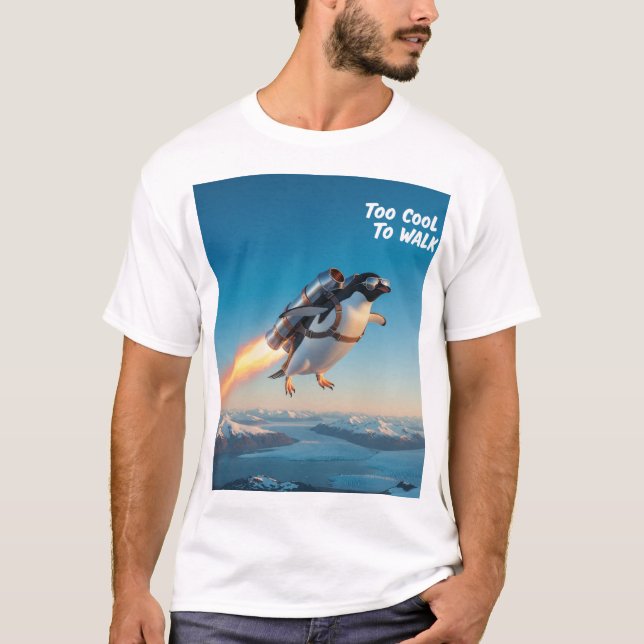 Funny Penguin with a Jetpack T-Shirt (Front)