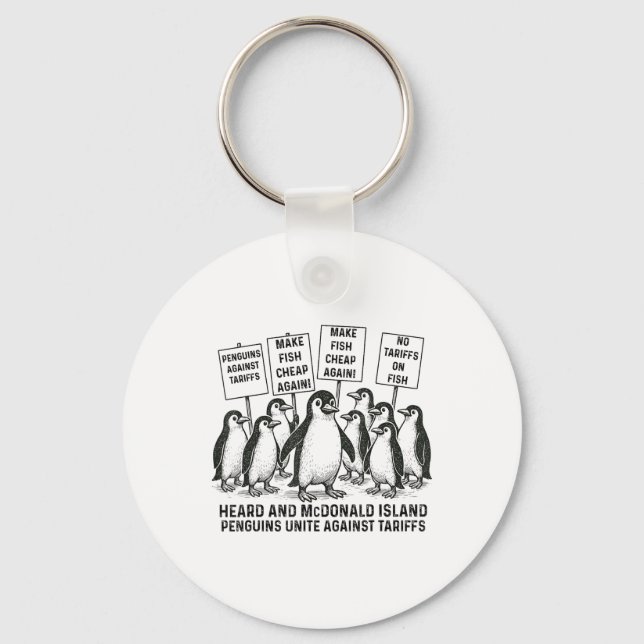 Funny Penguins Against Tariffs Heard Island Pengui Keychain (Front)
