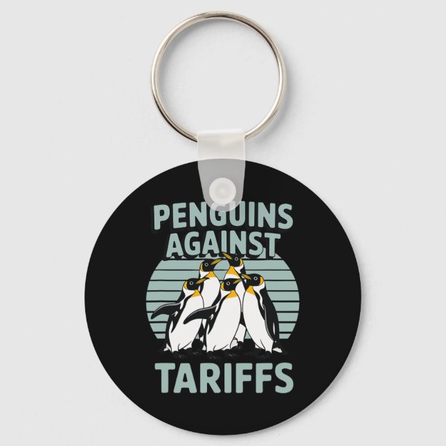 Funny Penguins Against Tariffs Liberation Day Wome Keychain (Front)