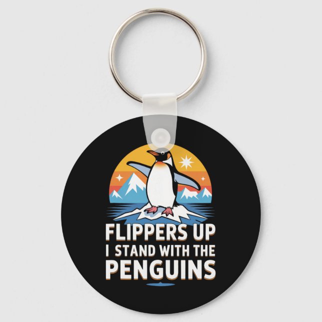 Funny Penguins Against Tariffs Liberation Day Wome Keychain (Front)