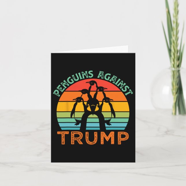 Funny Penguins Against Trump Funny Trump Tariffs C Card (Front)