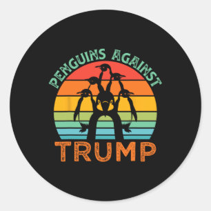 Funny Penguins Against Trump Funny Trump Tariffs C Classic Round Sticker
