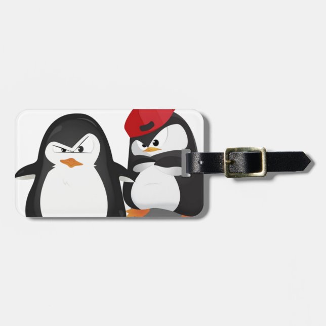 Funny penguins design luggage tag (Front Horizontal)