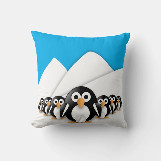 Funny penguins throw pillow (Front)